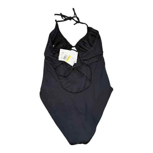 NEW Becca Women's Black Strappy Halter One-Piece Swimsuit Size Medium NWT - Picture 2 of 4